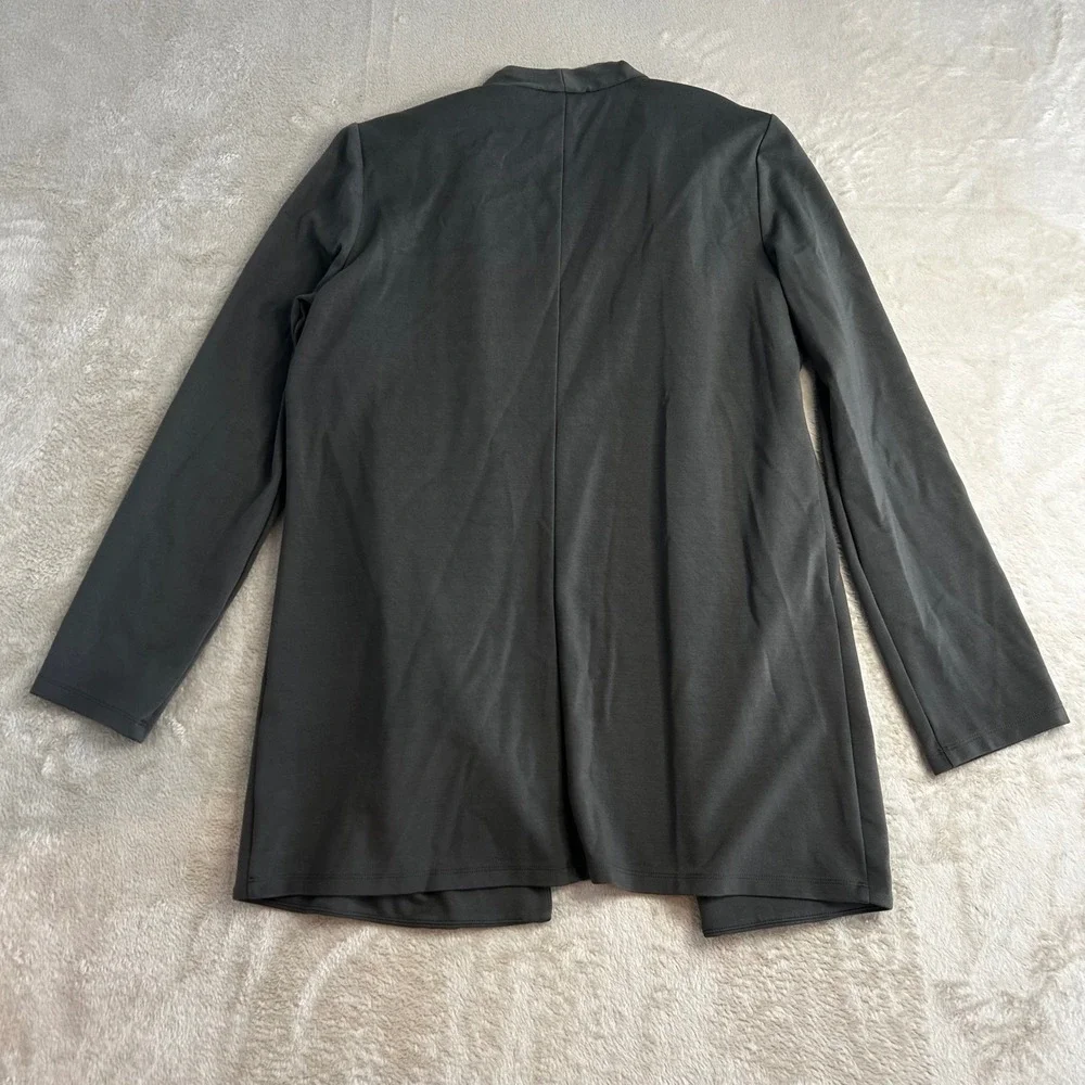 Eileen Fisher PS Grey Tencel Lyocell Blend Open Front Pocket Cardigan Blazer - Picture 3 of 8